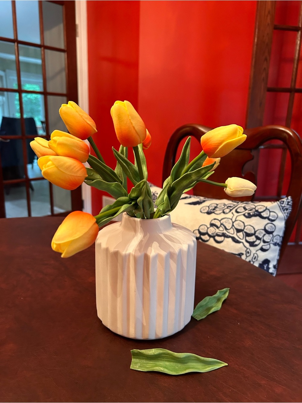 White Ceramic White Ribbed Bud Vase